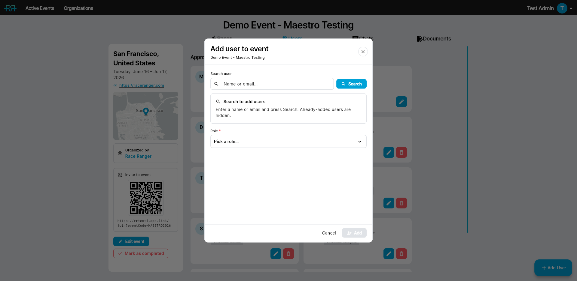 Add user to event
