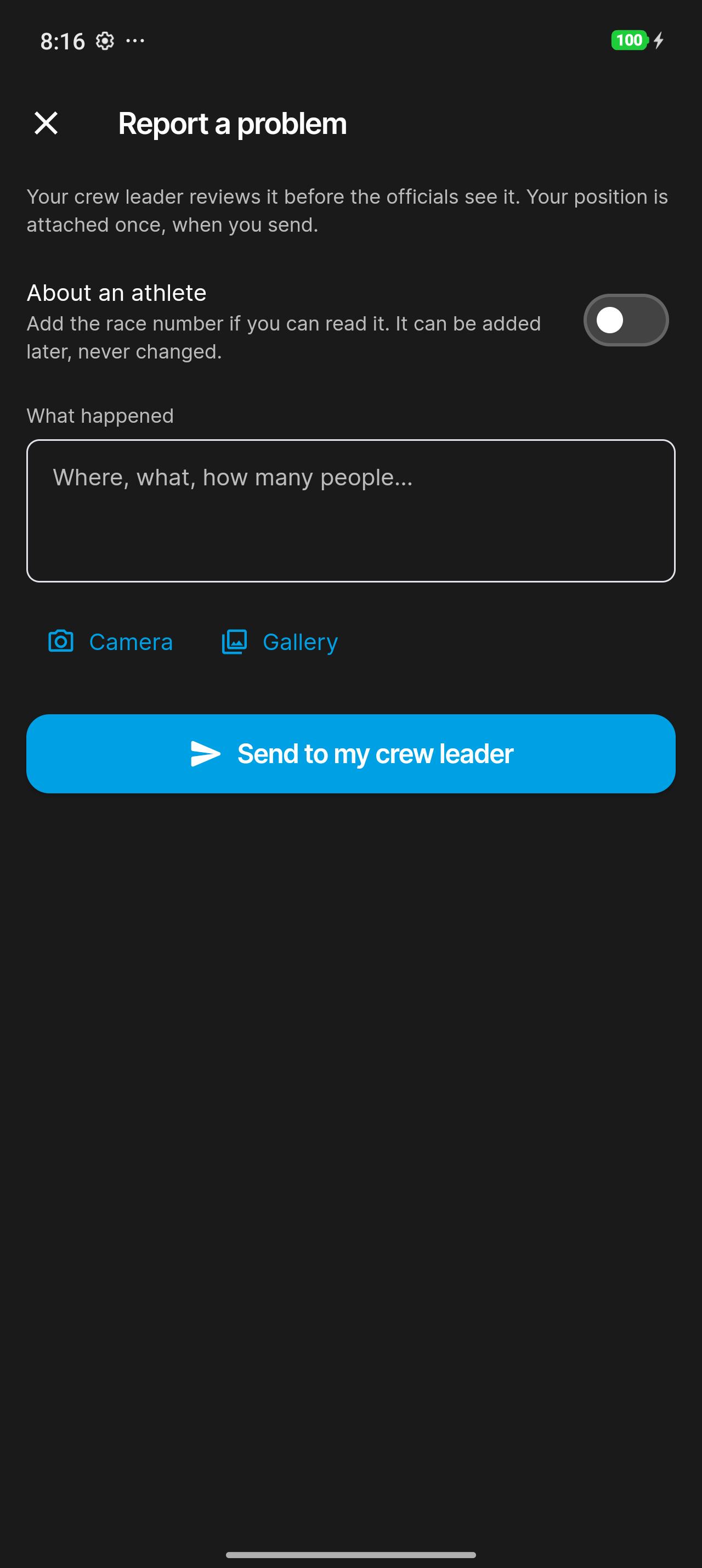 Report a problem form