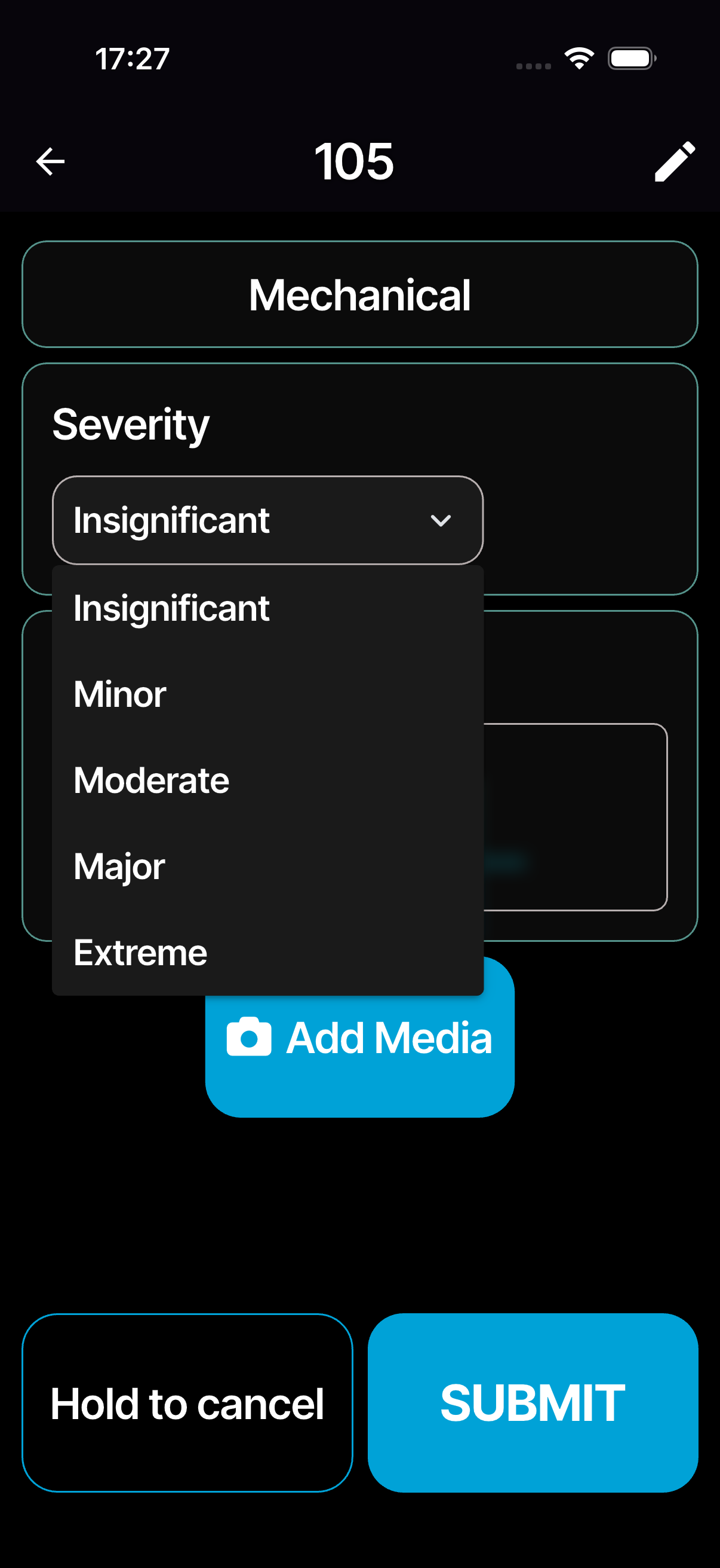Severity selection during incident submission
