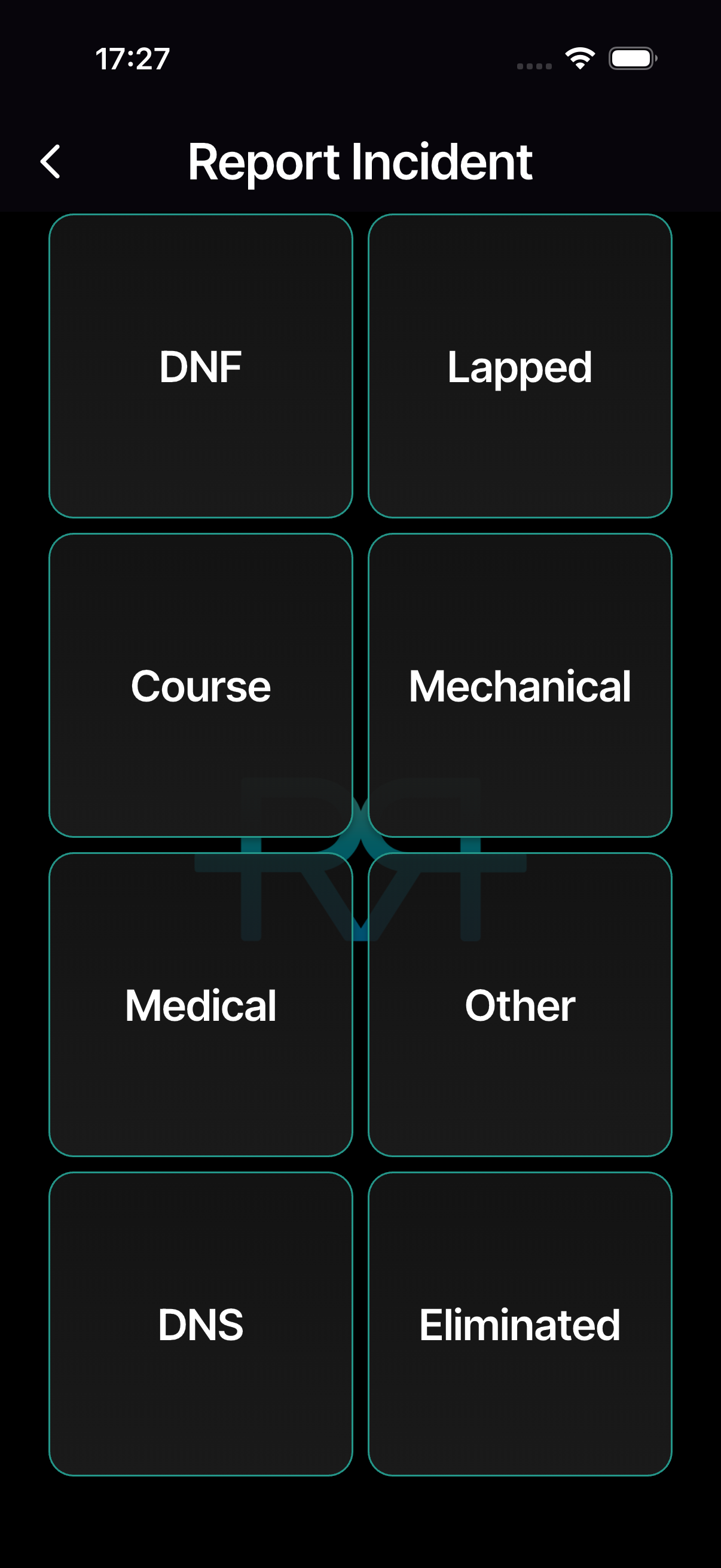 Incident type selection
