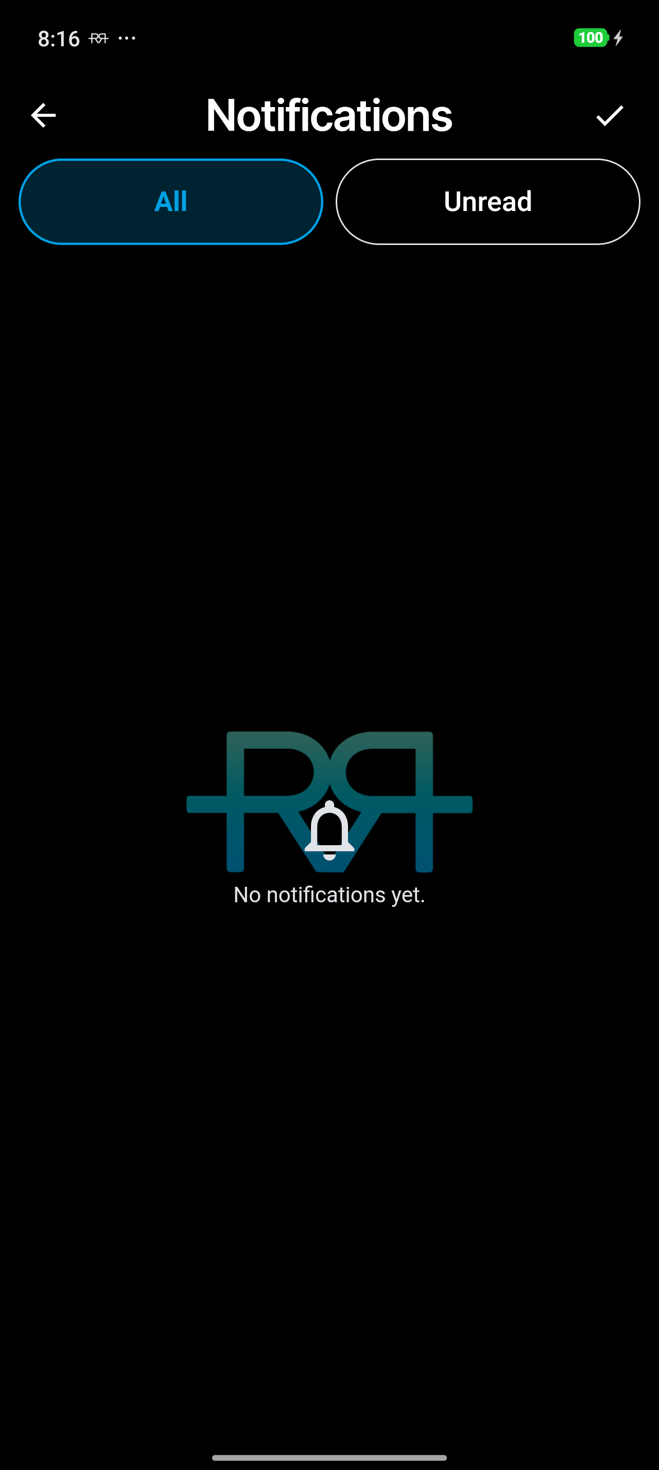 Notifications screen with the All and Unread filter
