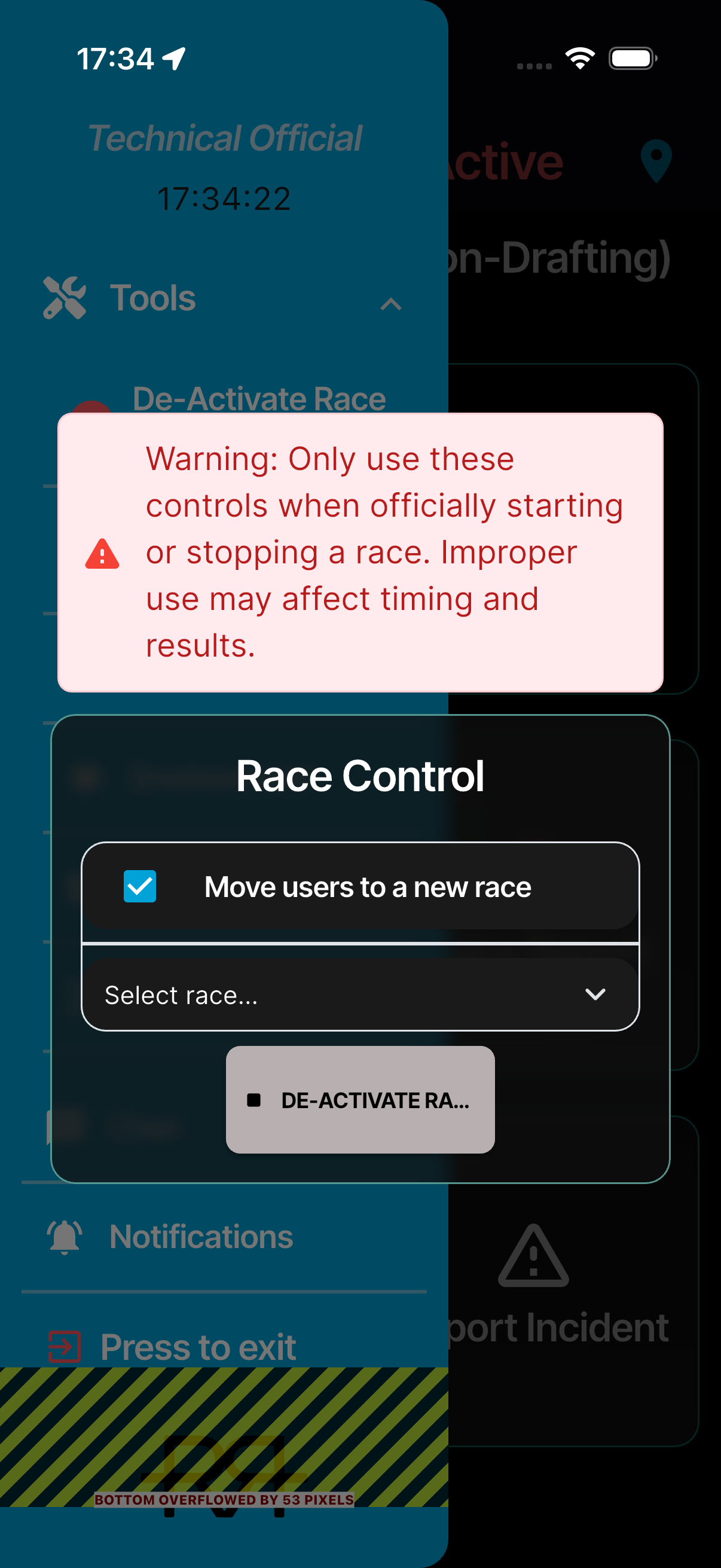 Race Control dialog