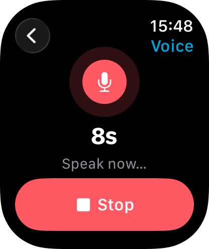 Voice input recording on the watch
