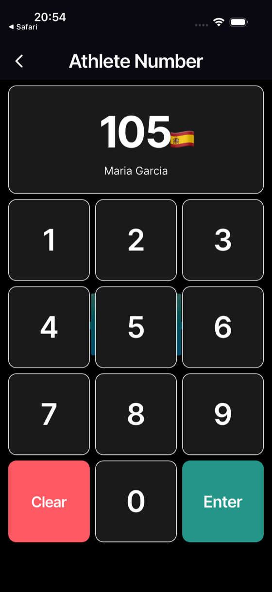 For athlete-specific types, enter the number, then tap **Enter**.